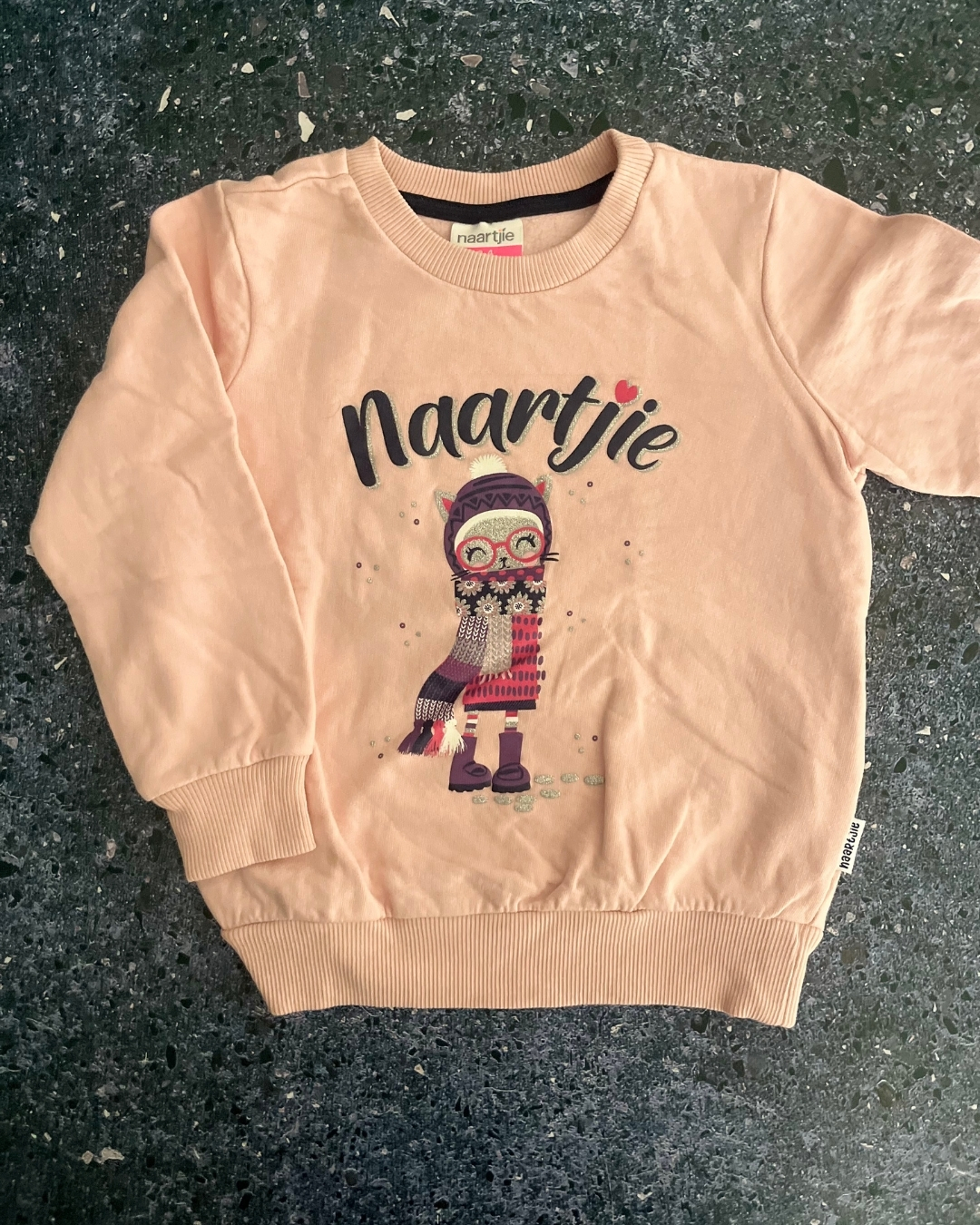 Naartjie pink winter cat sweater 5/6Y