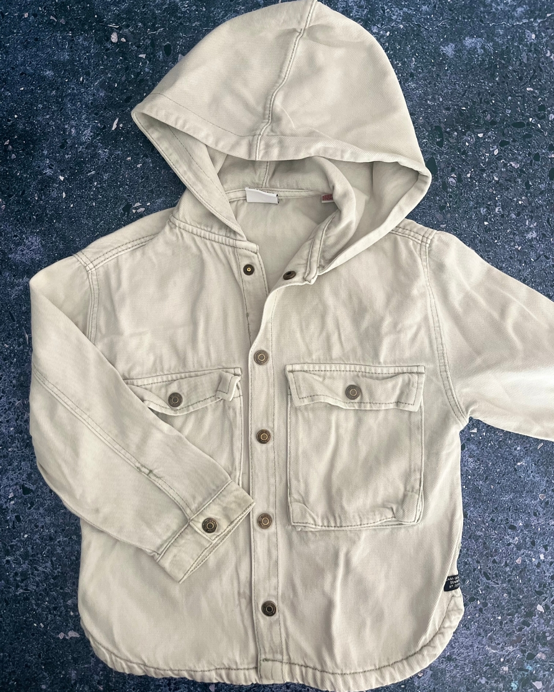 Zara grey denim hooded jacket 3/4Y