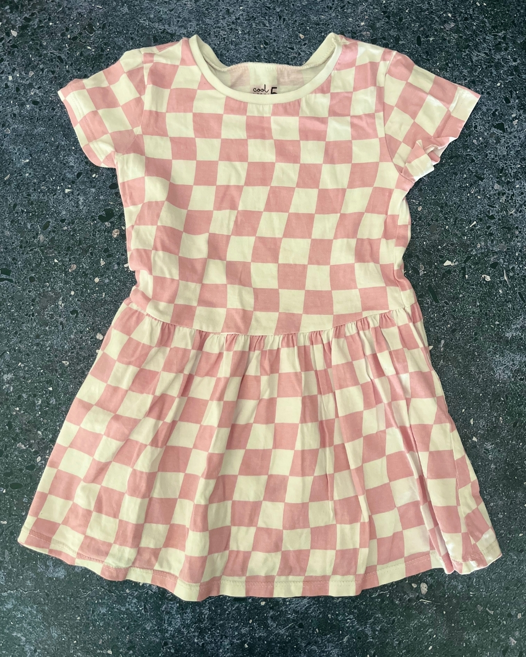 Woolworths pink and white checked dress 5Y