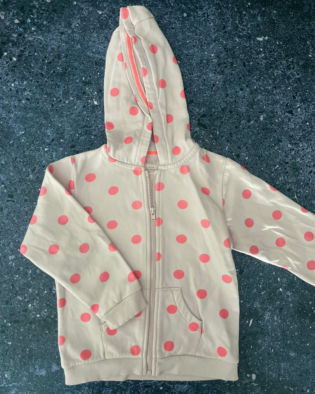 M&S pink polka dot hoodie 2/3Y