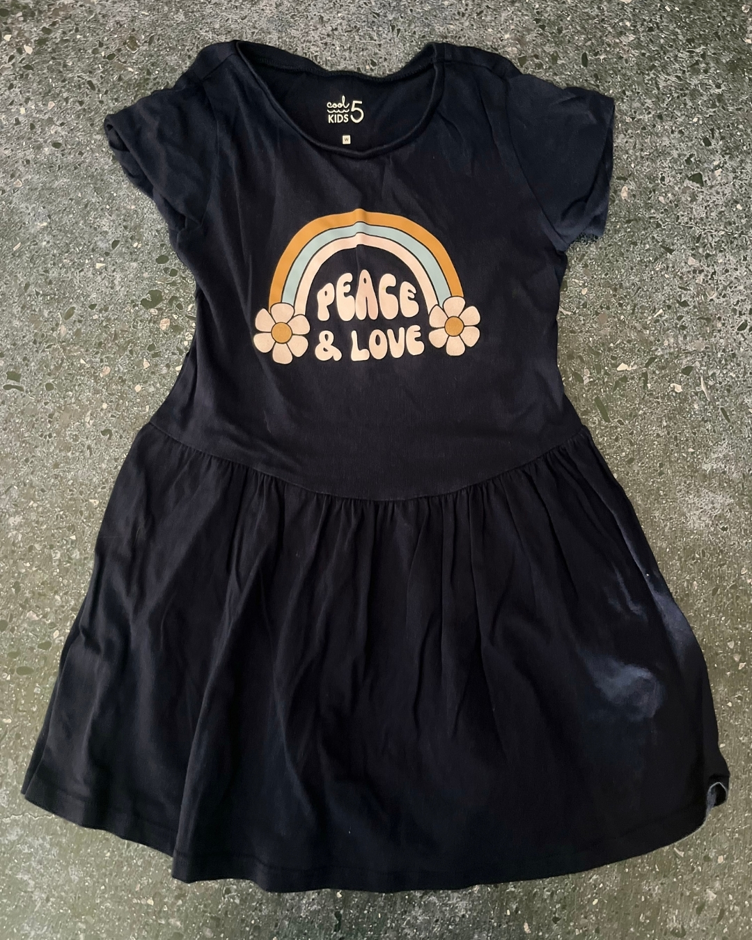 Woolworths navy Peace & Power dress 5Y