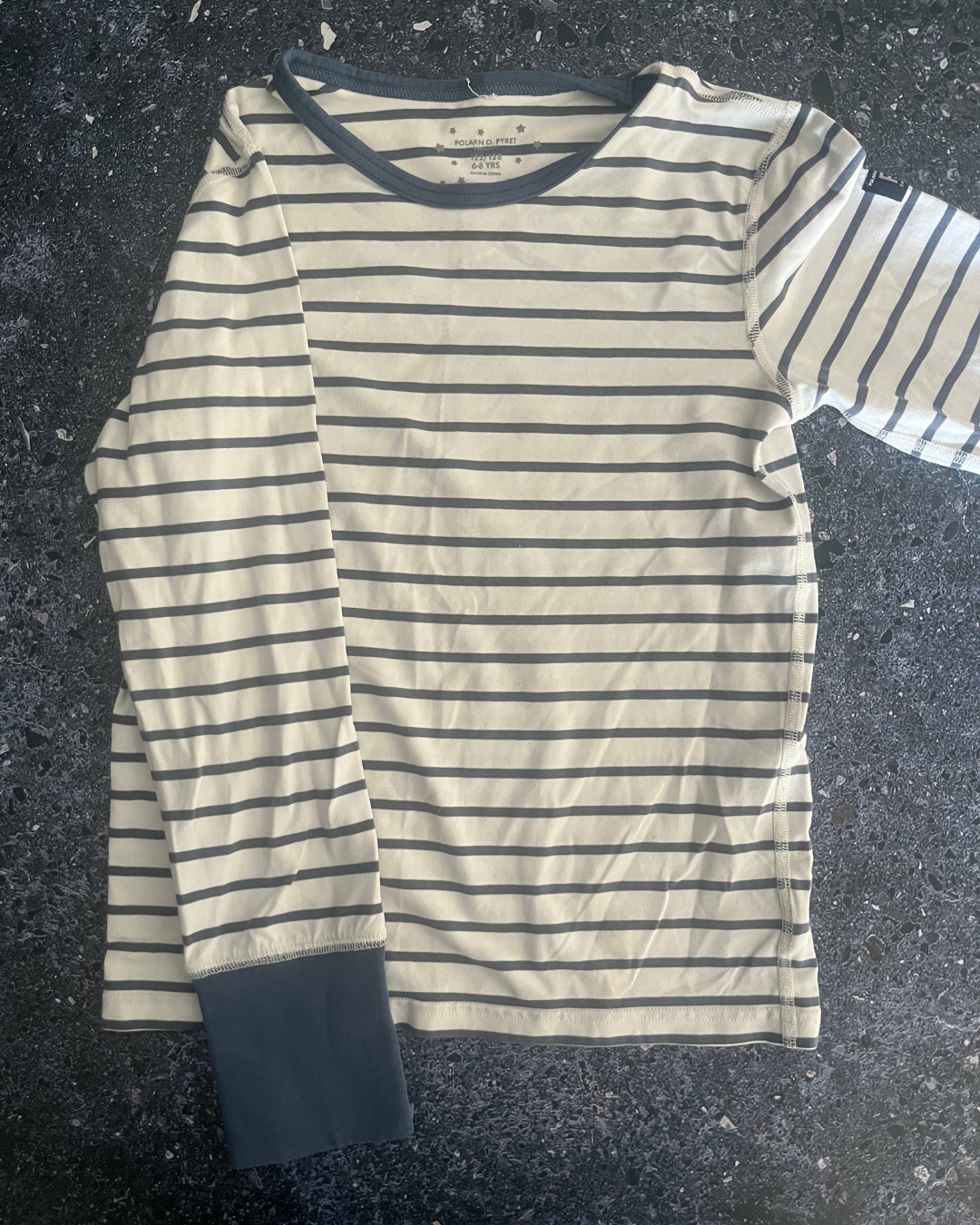 Polarn O. Pyret blue and white striped long sleeve T-shirt set 6/8Y
