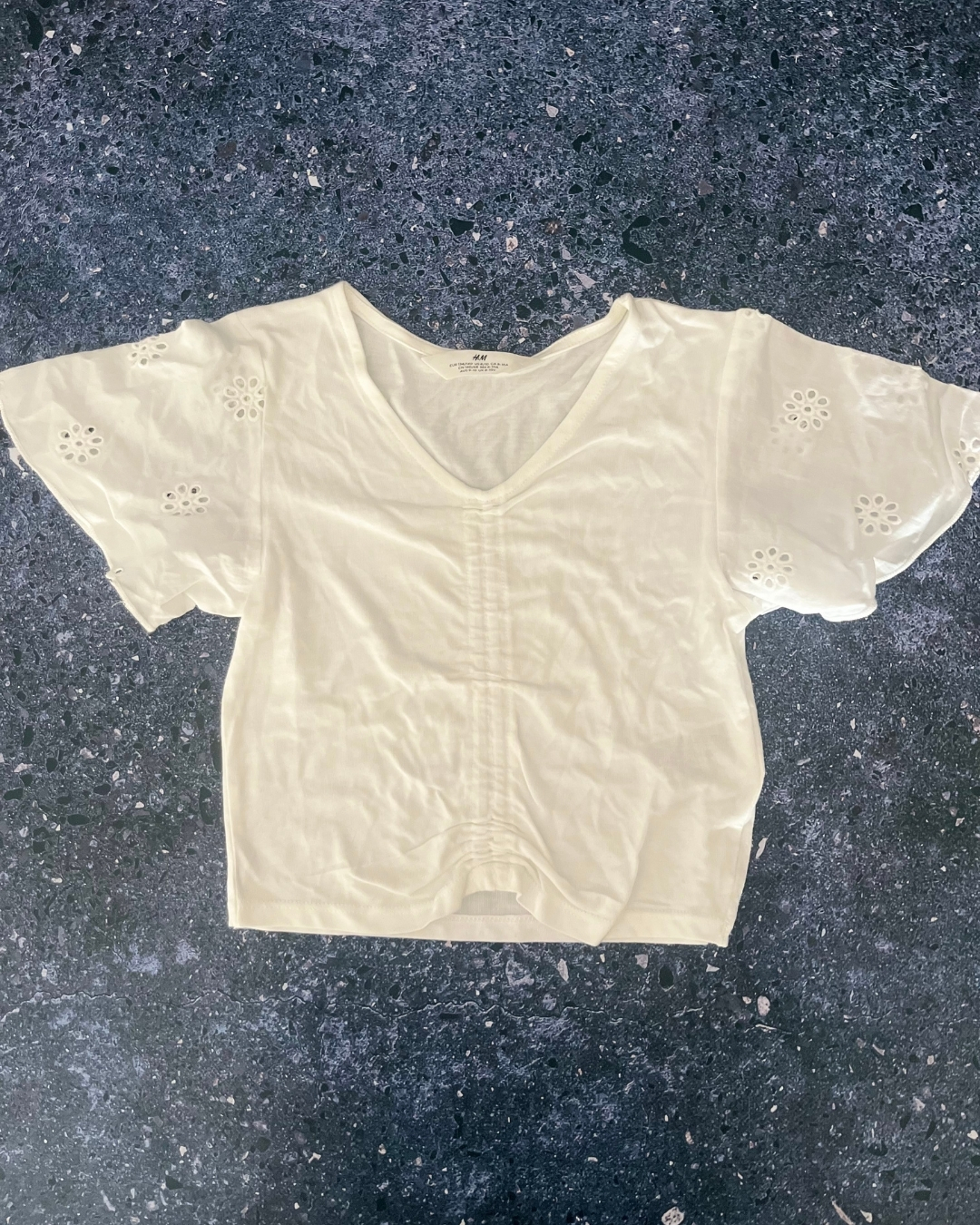 H&M white tonal top 8/10Y