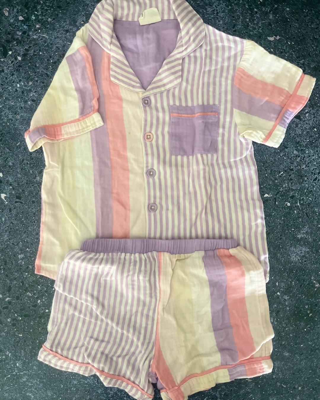 Cotton On purple, pink and beige pajama set 6Y