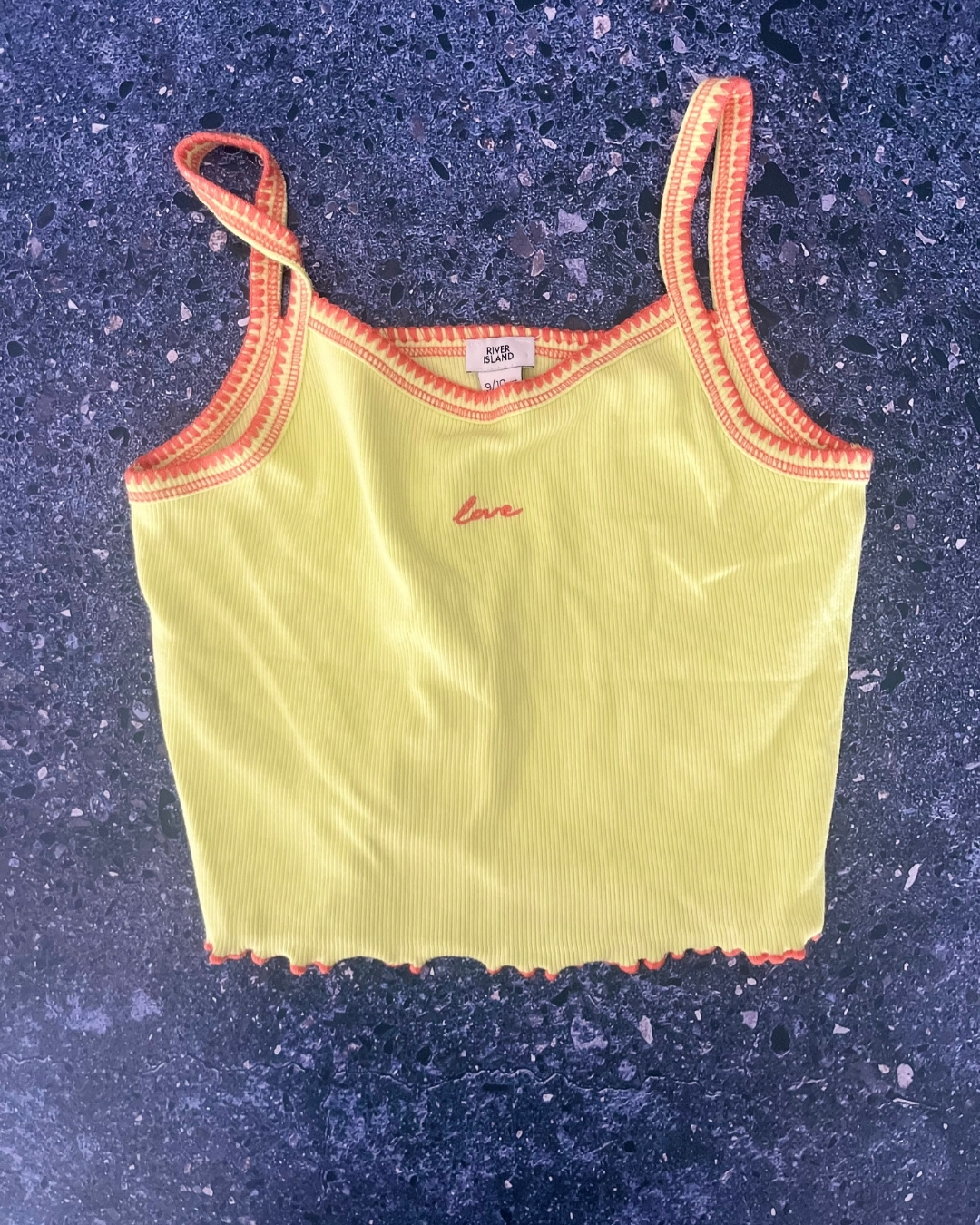 River Island green and orange vest 9/10Y