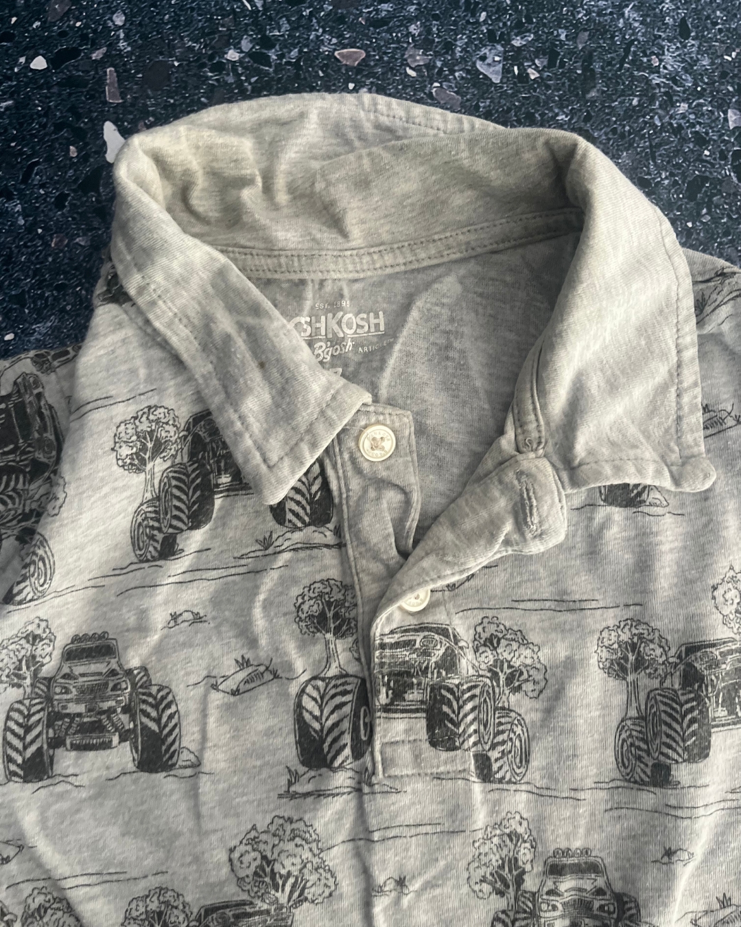 Osh Kosh grey monster truck collared shirt 7Y - Image 2