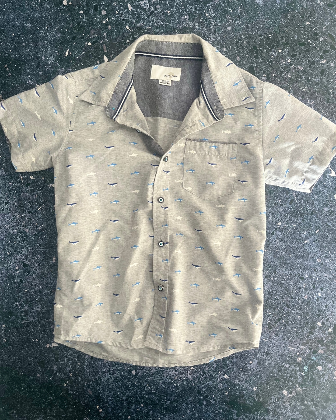 Craft & Flow grey shark collared shirt 5Y