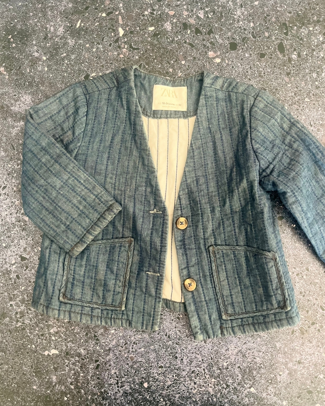 Zara blue lined jacket 18/24M