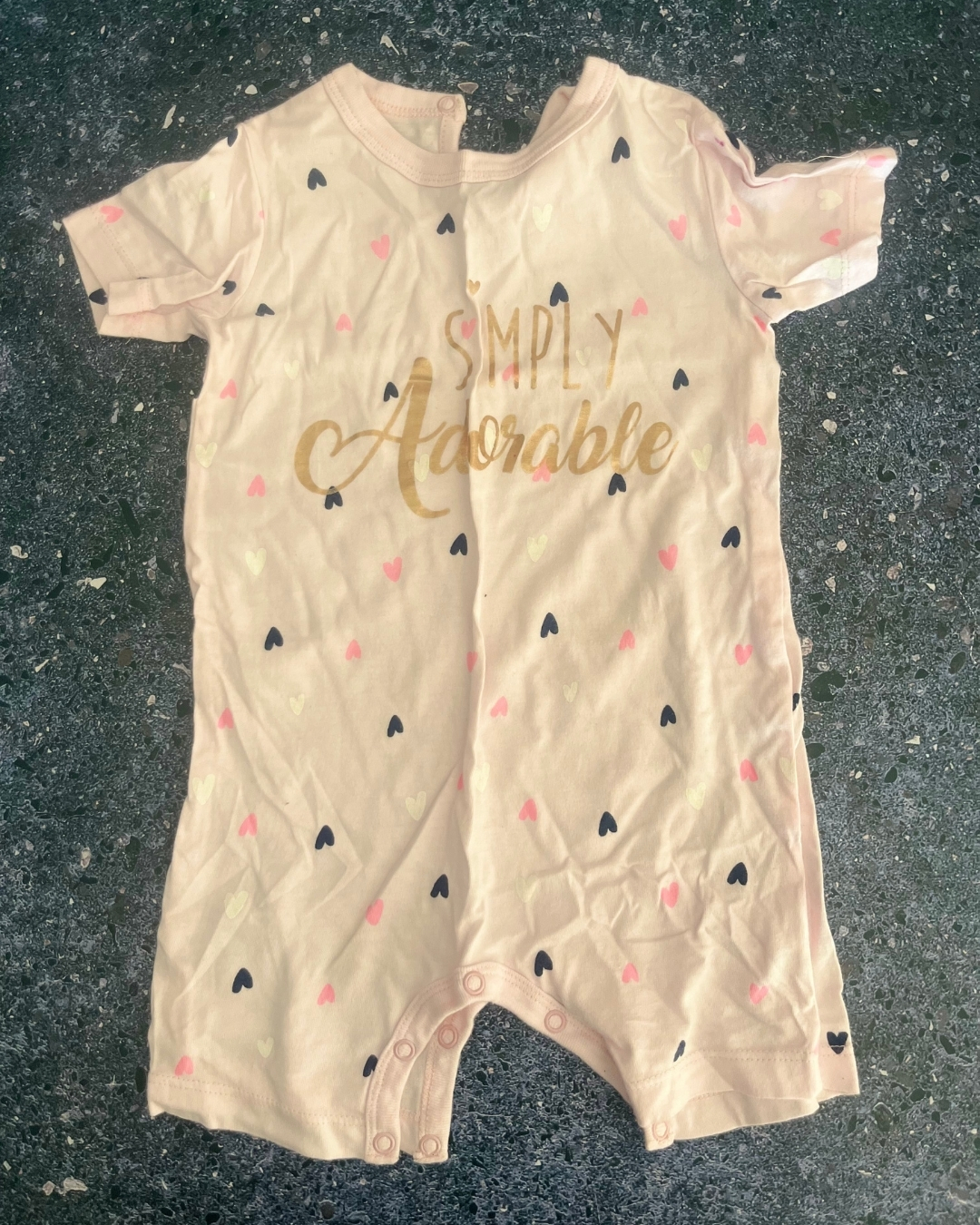 Woolworths pink hearts romper 12/18M