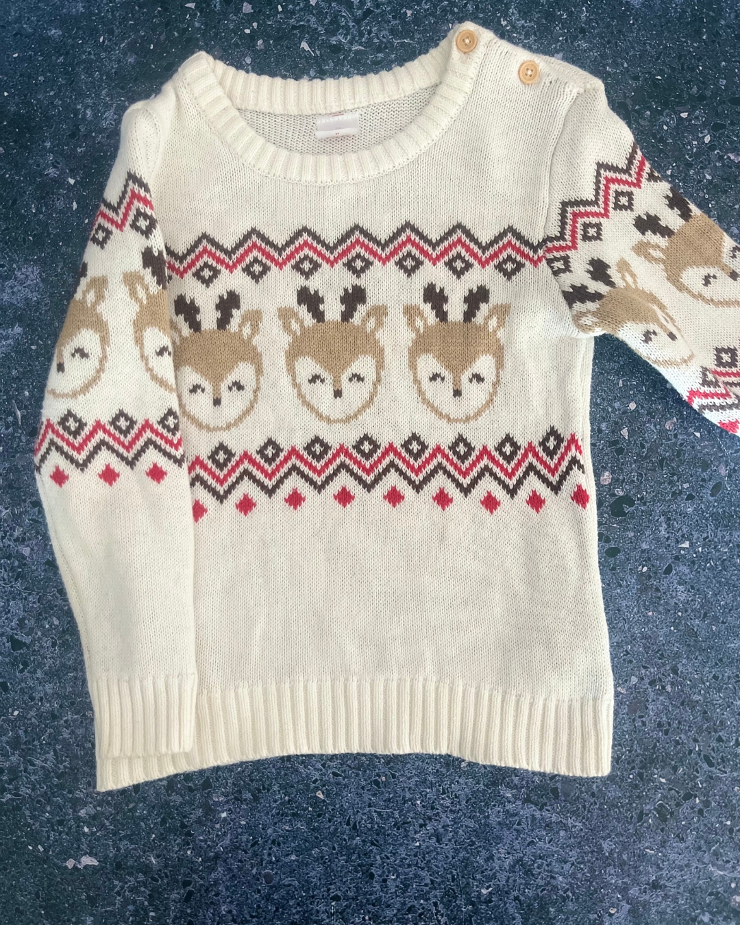 Holiday Time white reindeer sweater 5Y