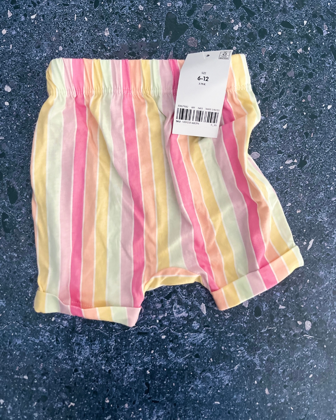*NEW* Woolworths pink, yellow, orange and green striped shorts 6/12M
