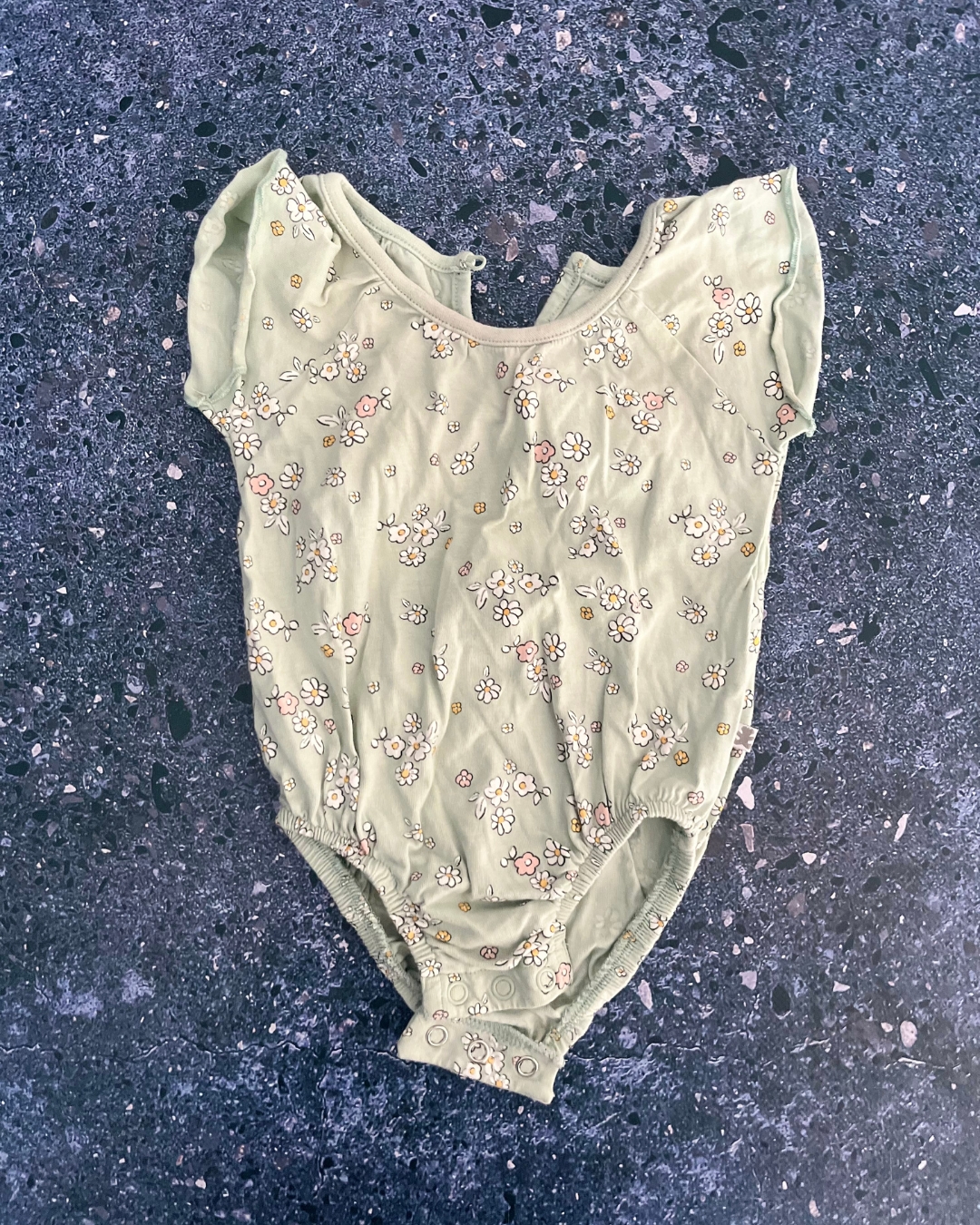 Woolworths green floral baby grow 1/3M