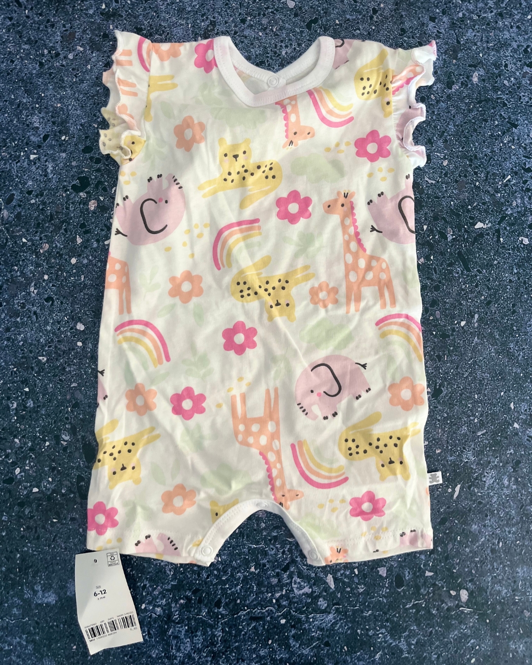 *NEW* Woolworths white wild animals romper 6/12M