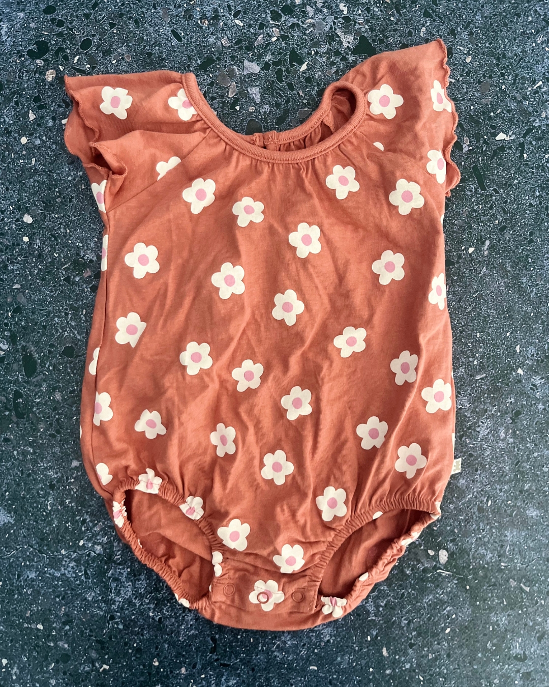 Woolworths brown floral baby grow 3/6M