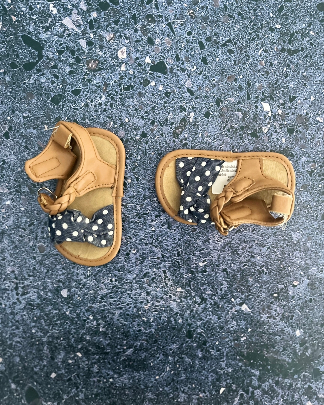 Brown and blue bow tie shoes 6/9M