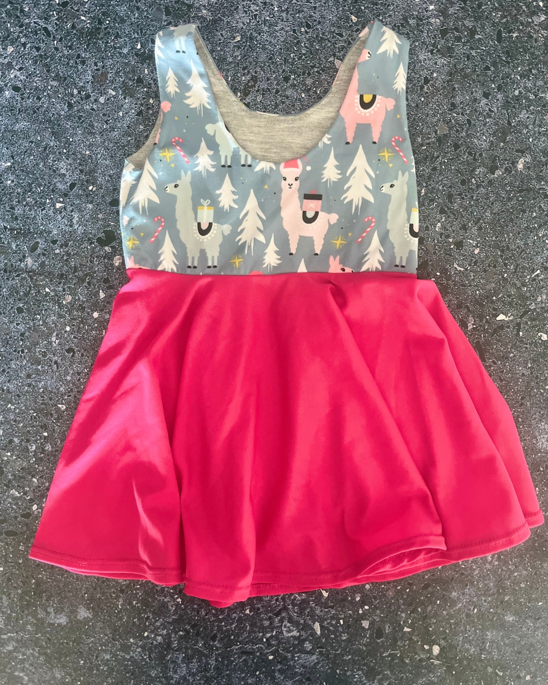 Blue and pink llama dress 2/3Y