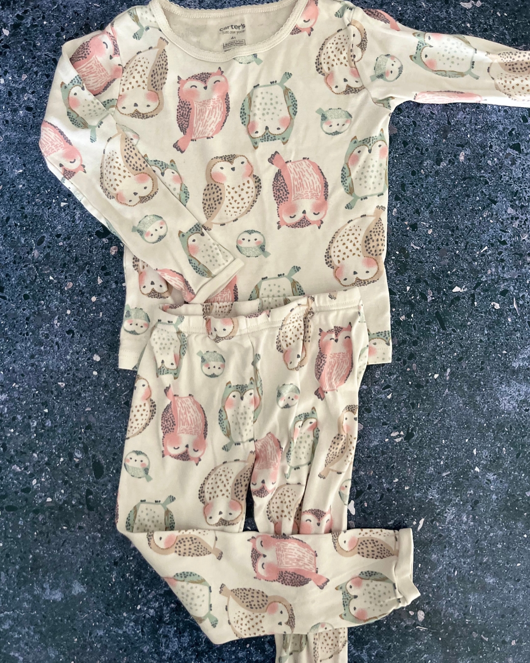 Carters white owl pajama set 4Y