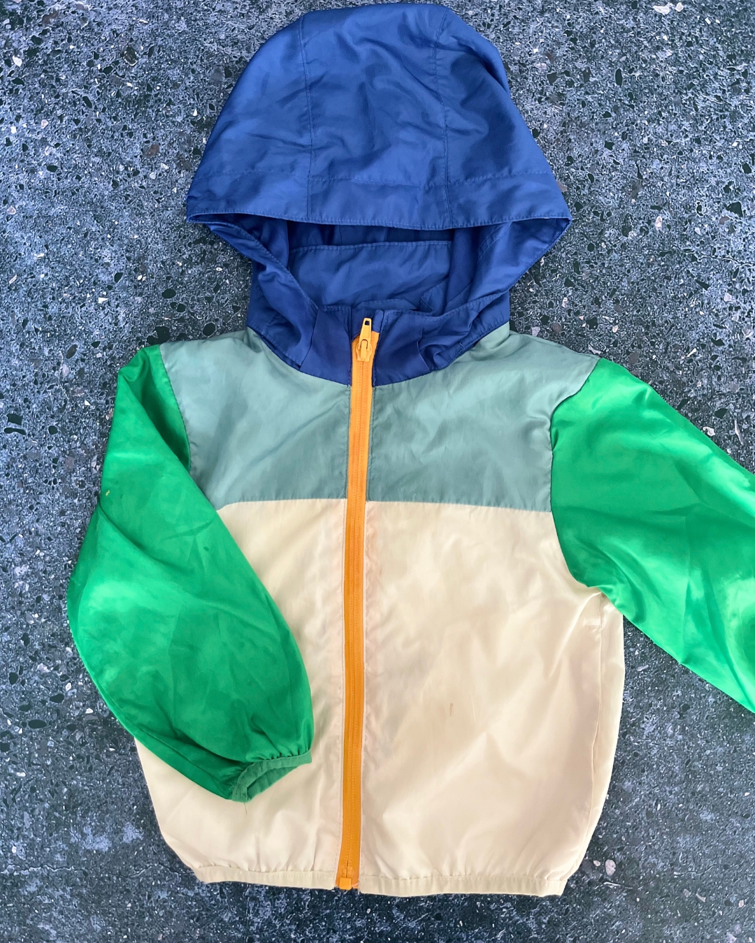 H&M beige, green, and yellow rain jacket 18/24M