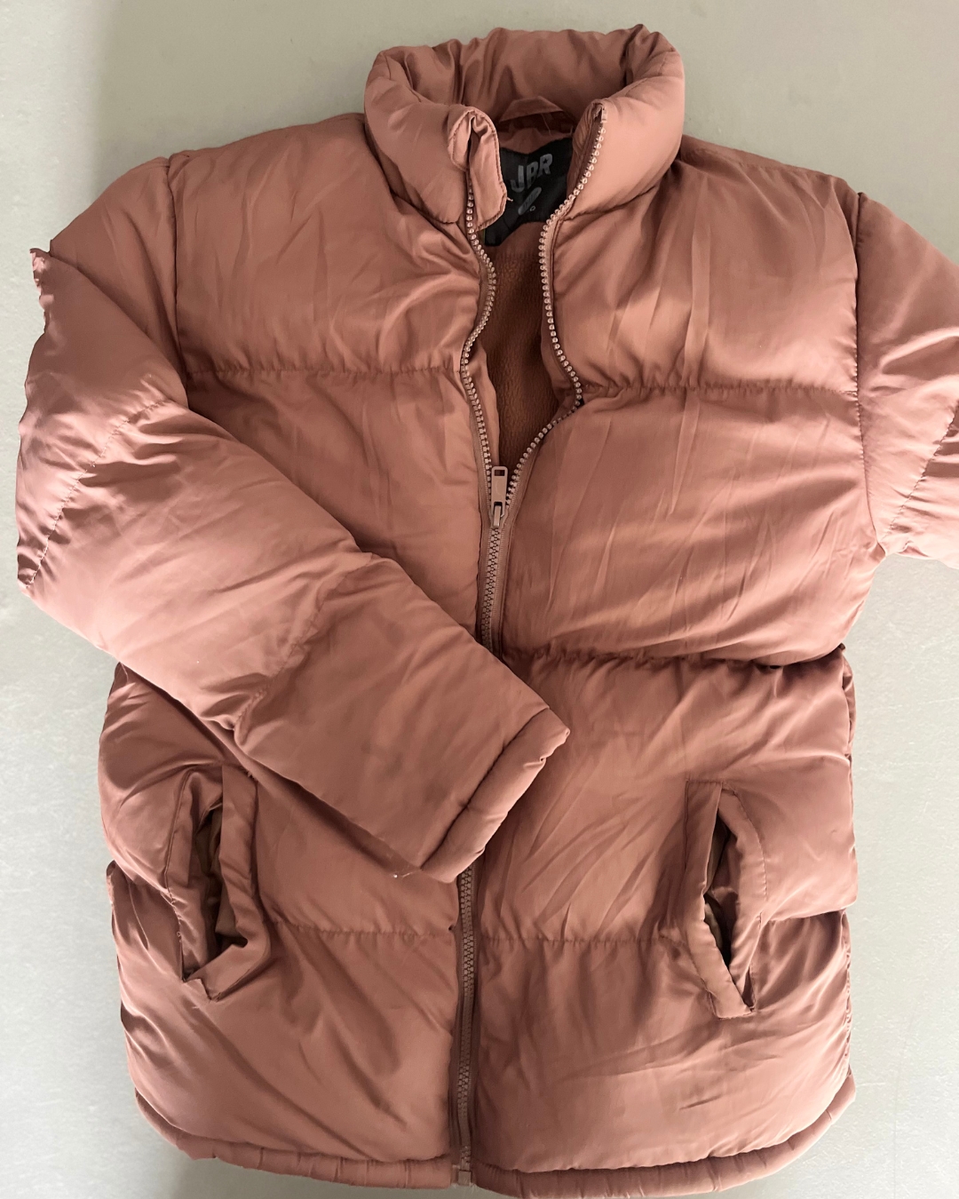 JBR brown fleece lined puffer jacket 11/12Y