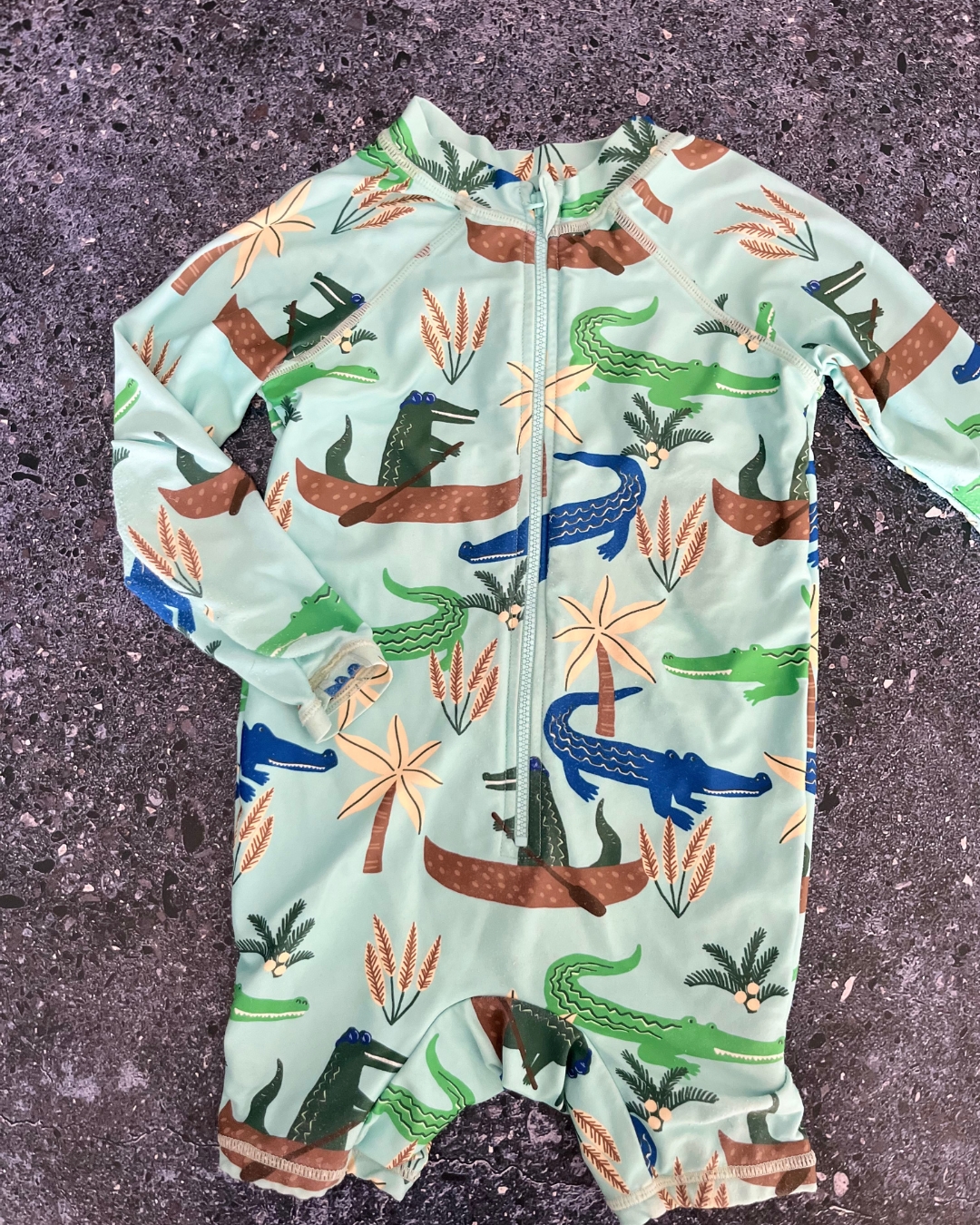 Cotton On turquoise crocodile swimming costume 18/24M