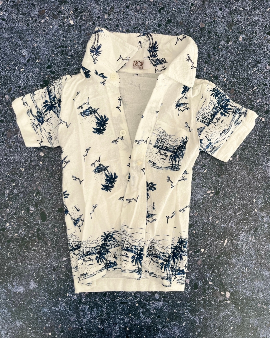 Nok white collared palm trees shirt 6M