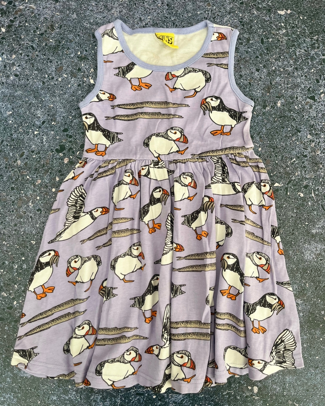 Duns purple puffin dress 4Y