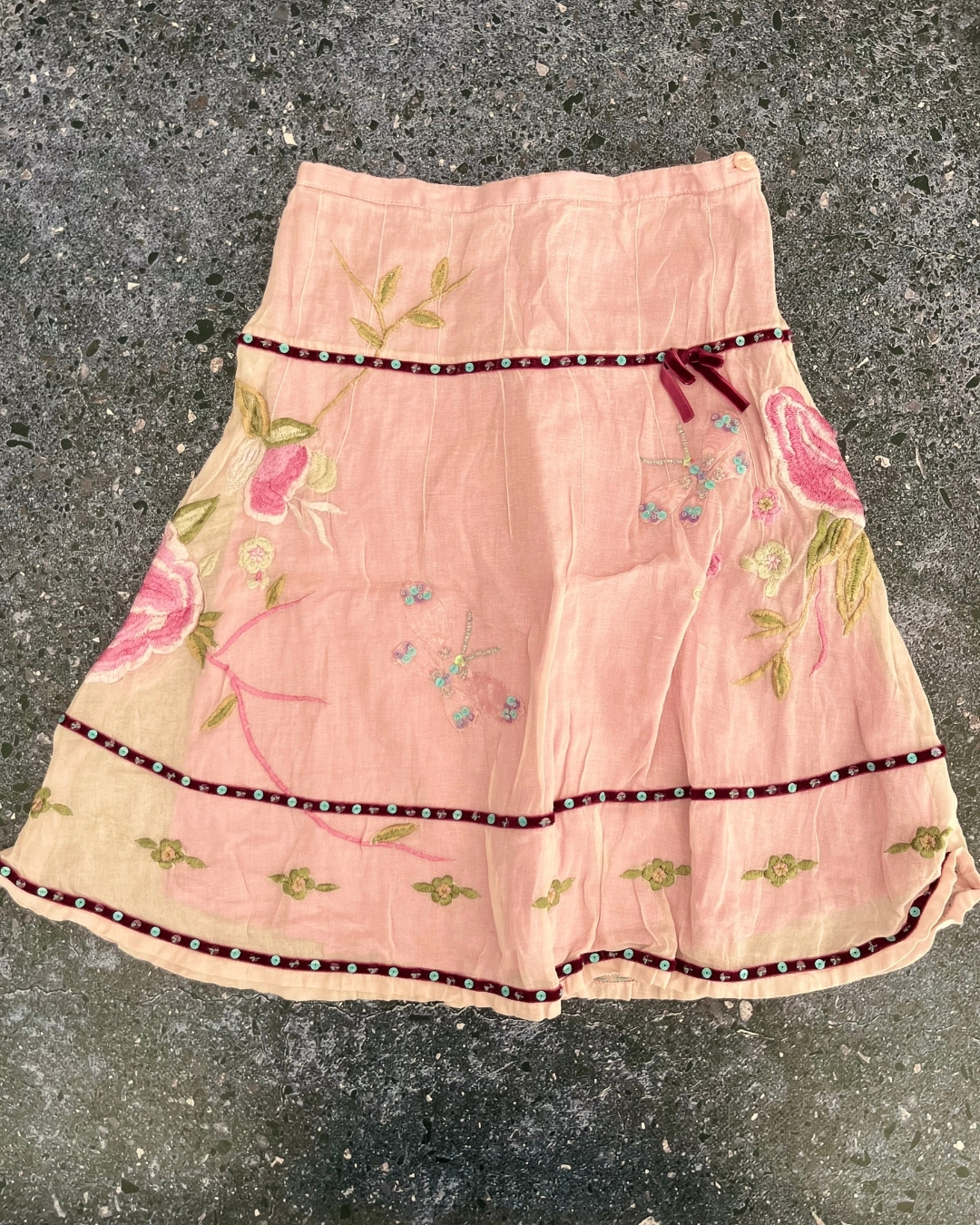 Monsoon pink butterfly skirt 4/6Y