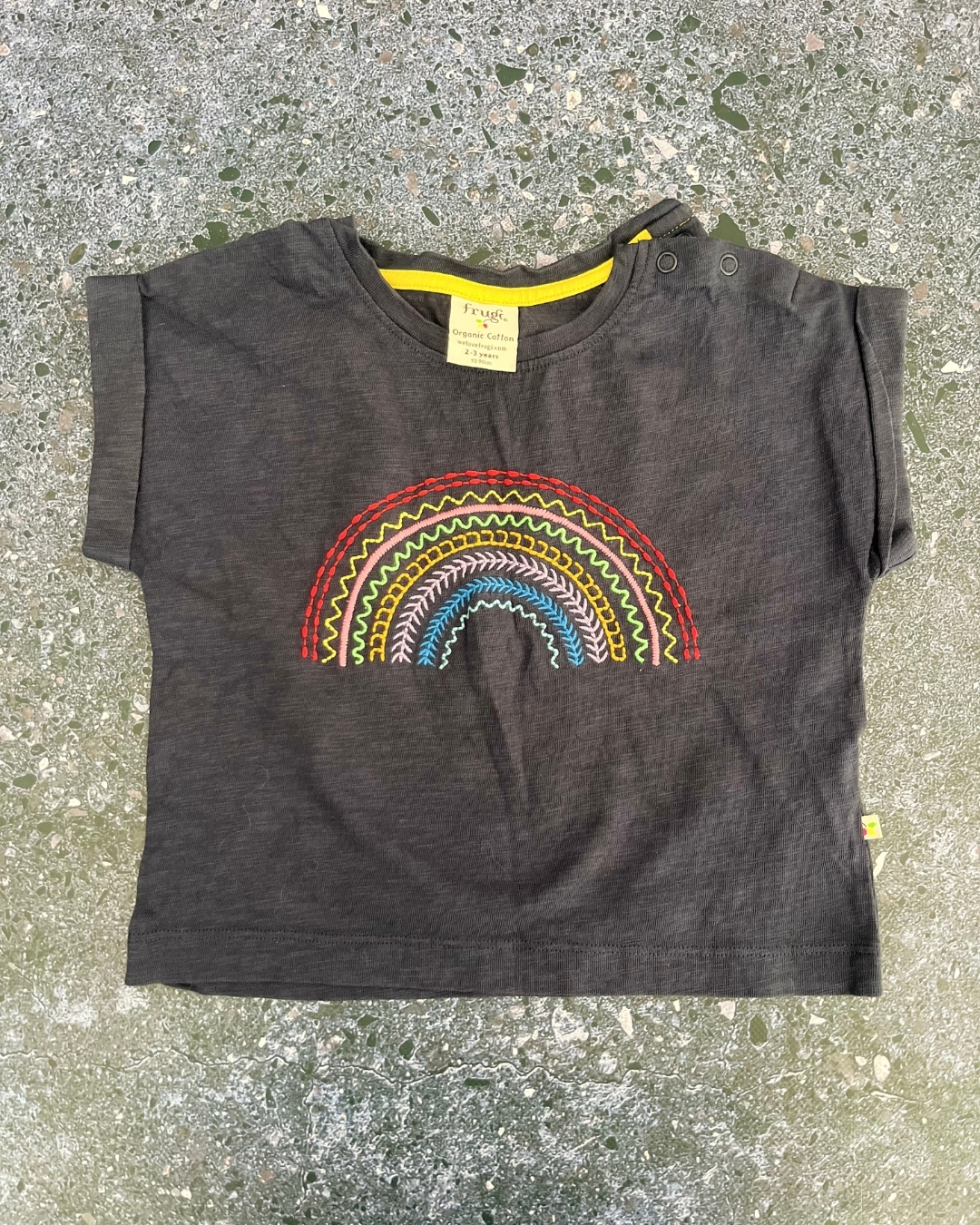 Frugo navy embroidered rainbow top 2/3Y
