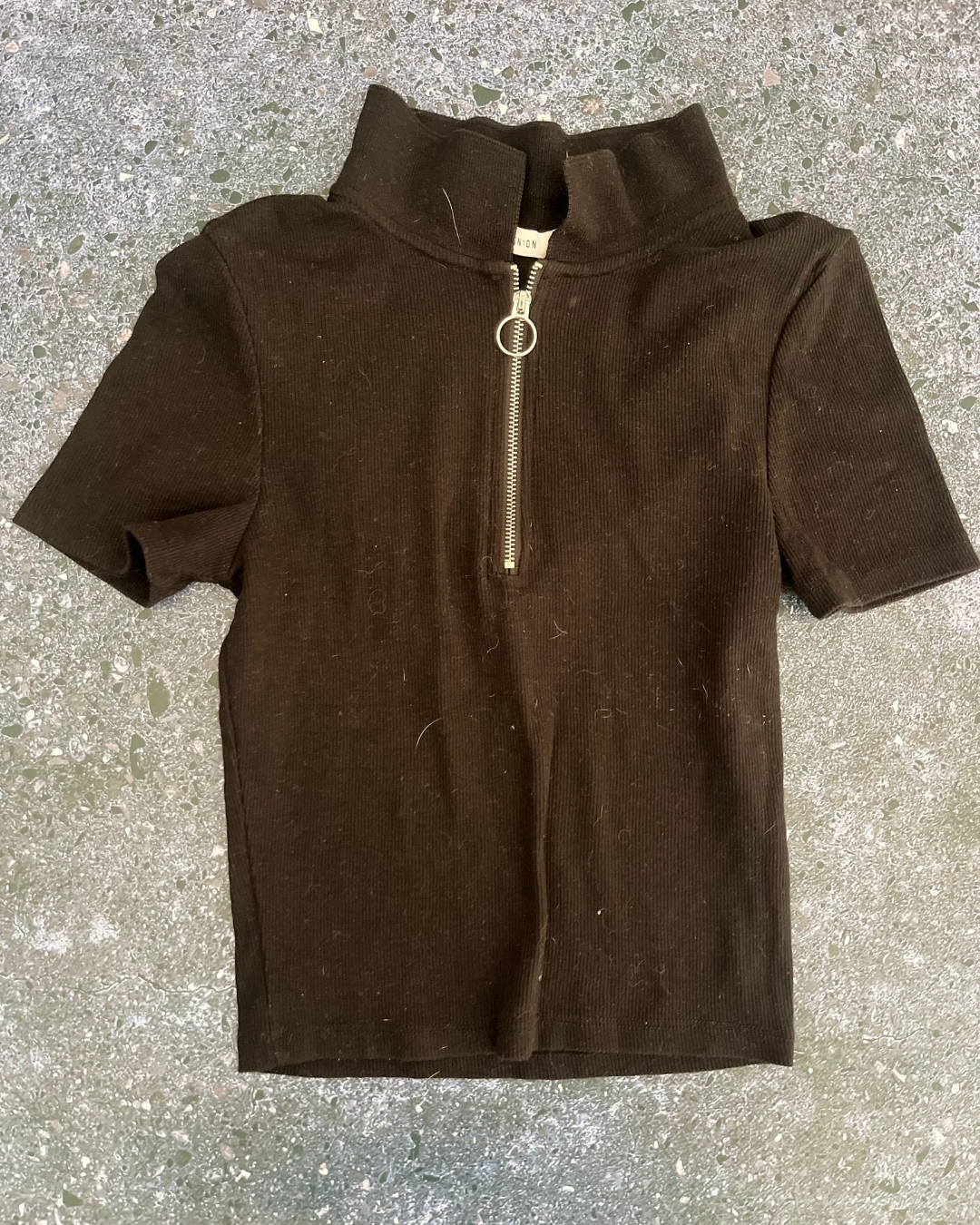 Cotton On black zipped collared shirt X Small (10/12Y)