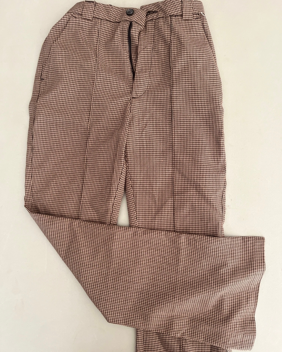 H&M brown and black checked adjustable waist pants 11/12Y