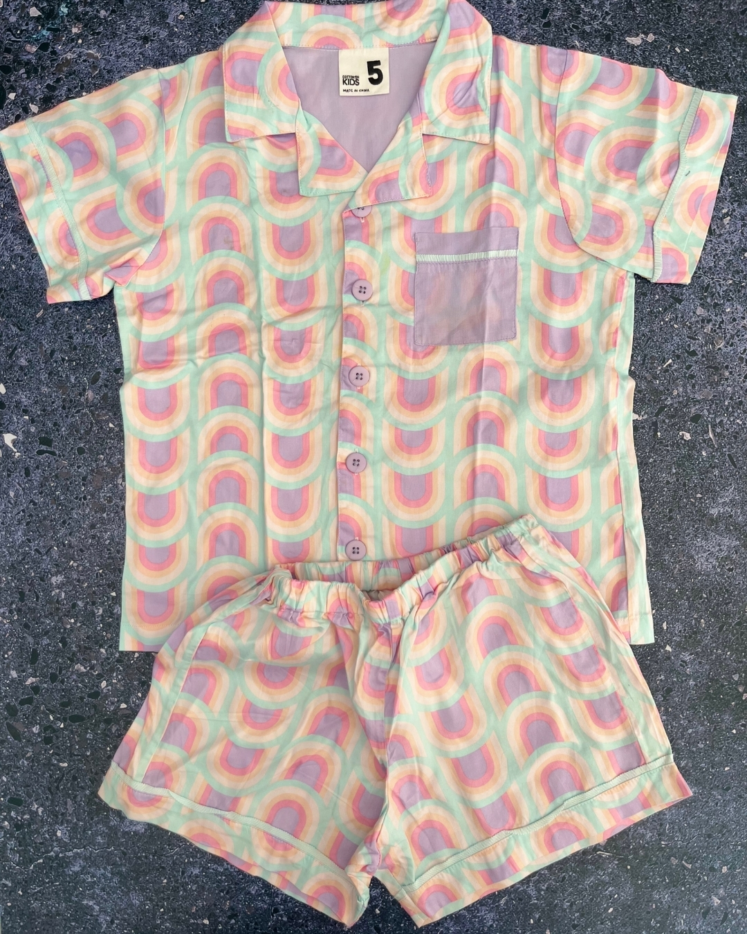Cotton On rainbow coloured patterned pajama set 5Y