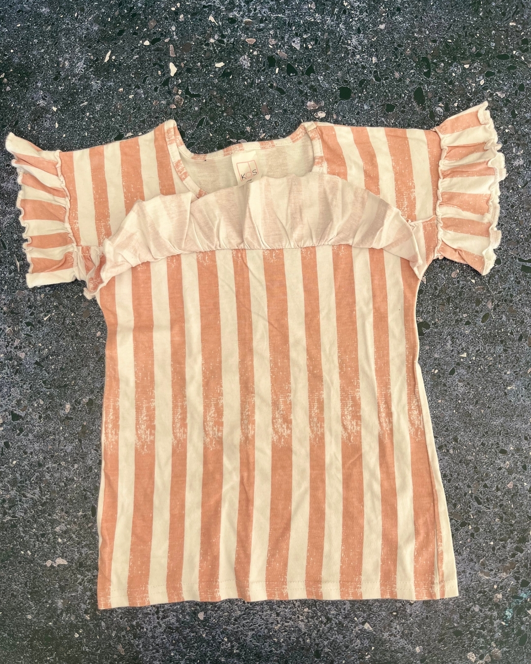 KDS pink and white striped top 7/8Y