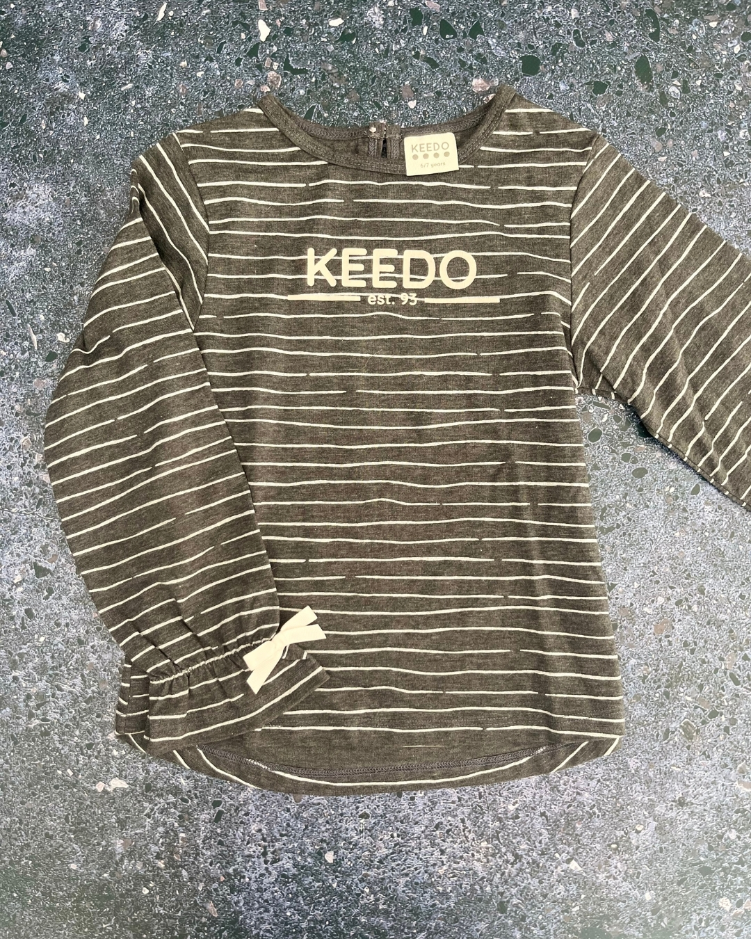 Keedo grey striped long sleeve top 6/7Y