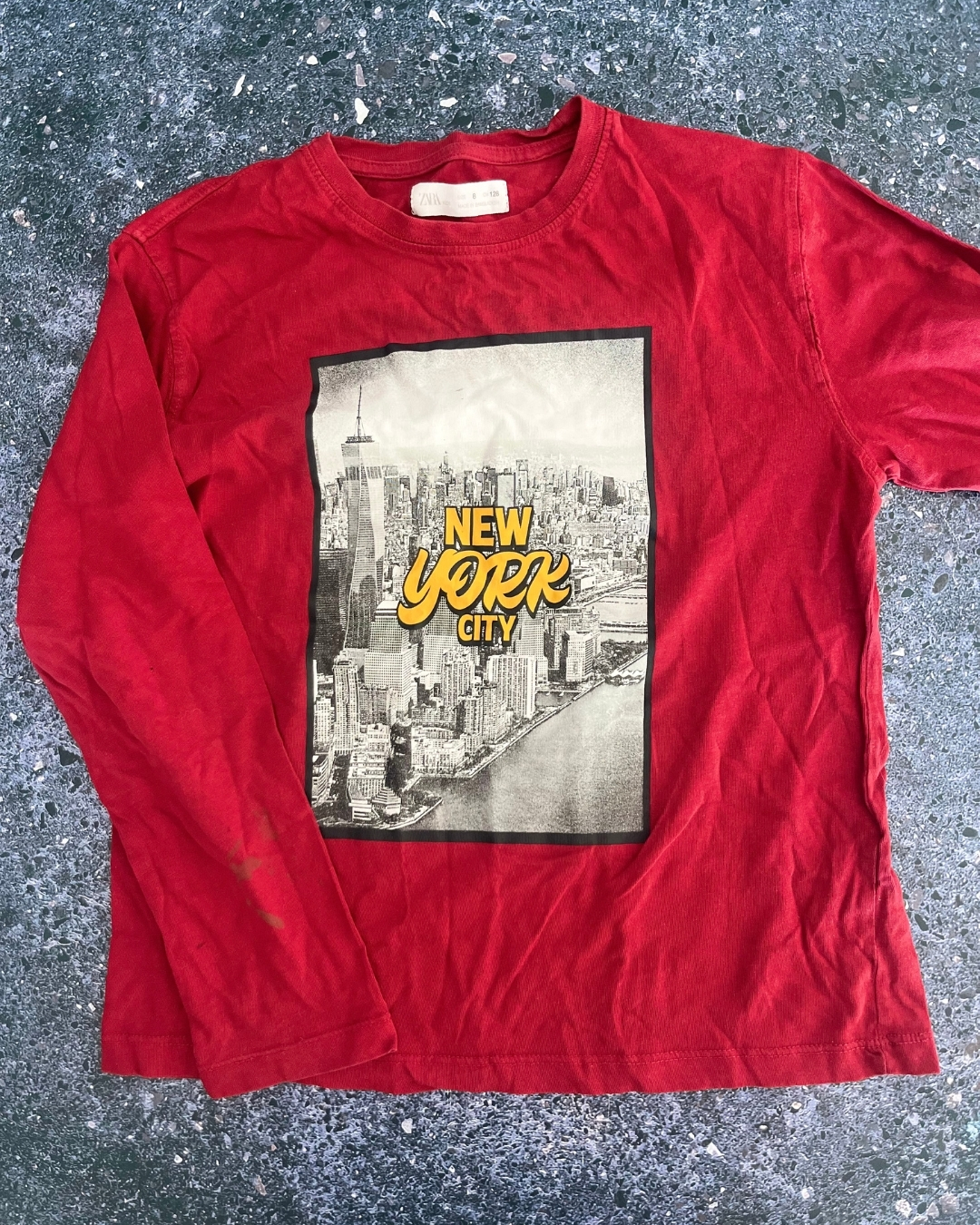 Zara red New York City long sleeve top 8Y