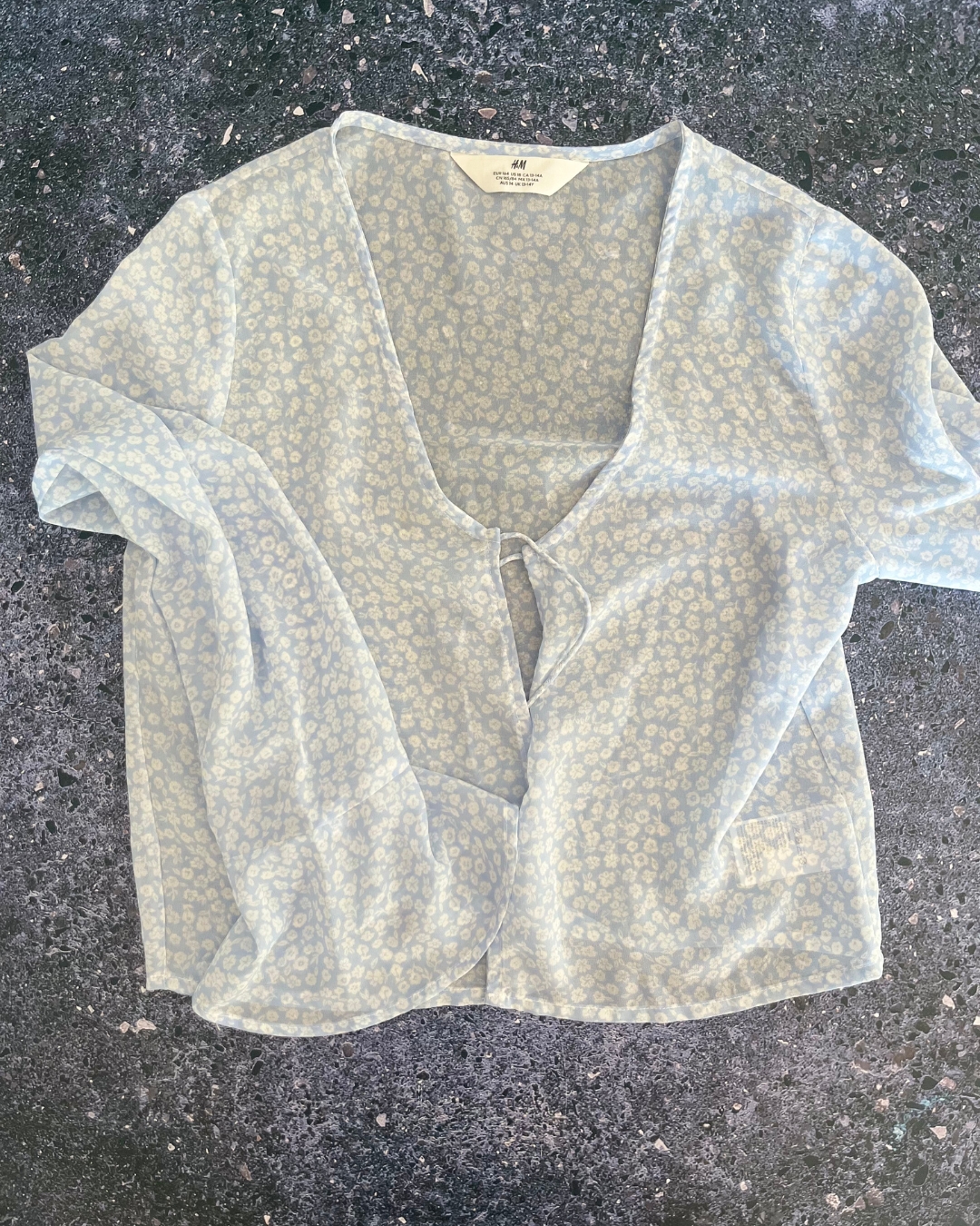 H&M blue floral lace overlay 13/14Y