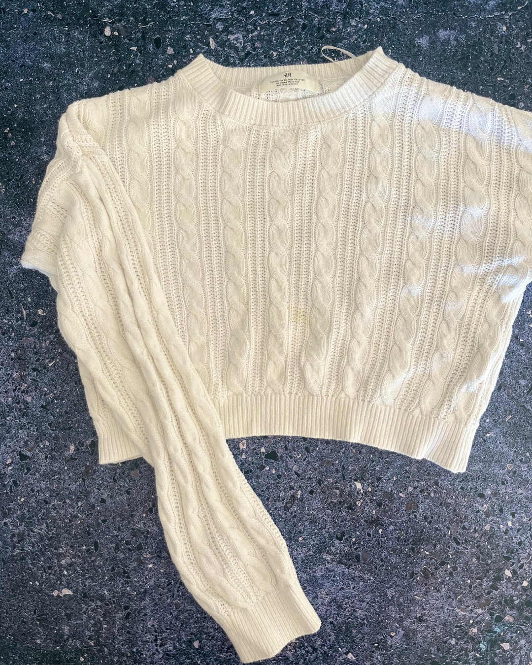 H&M white knitted crop top sweater 12/14Y
