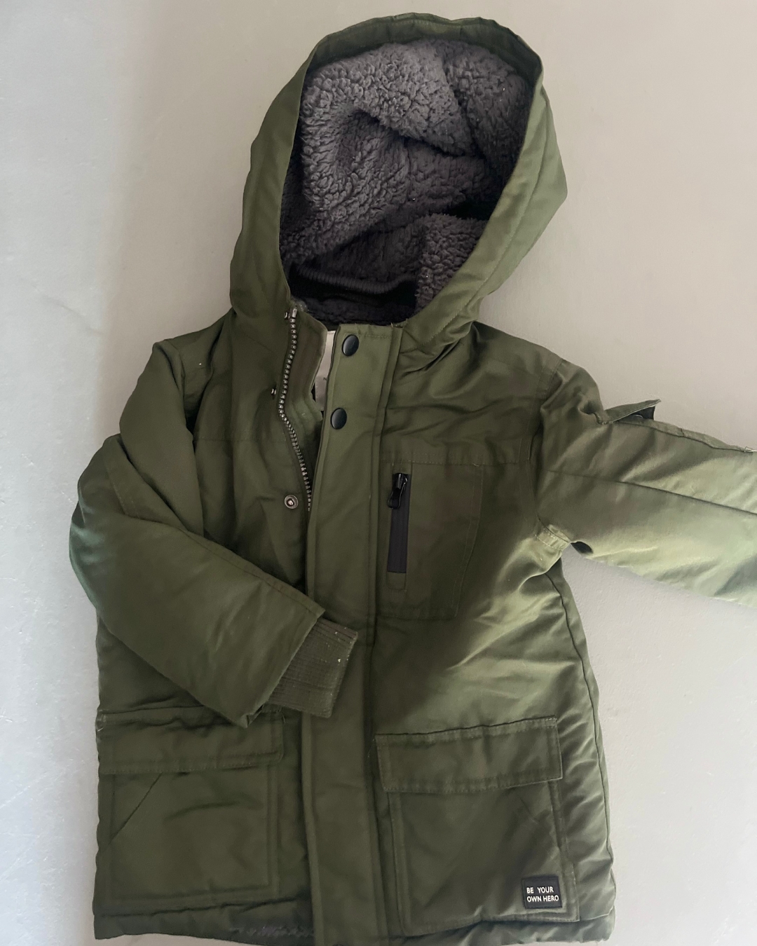 Woolworths green fleece lined jacket 4Y