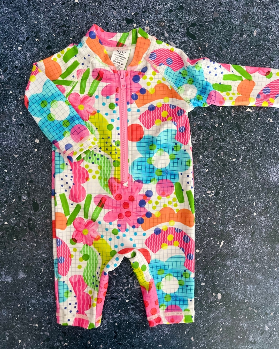 Next white lumo floral swimming costume 3/6M