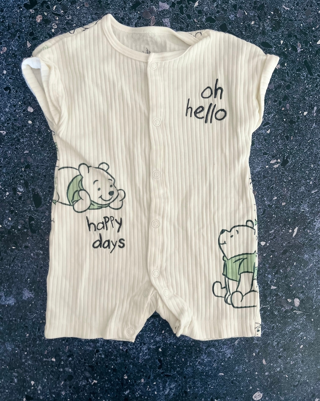 Disney white ribbed Oh Hello romper 0/3M