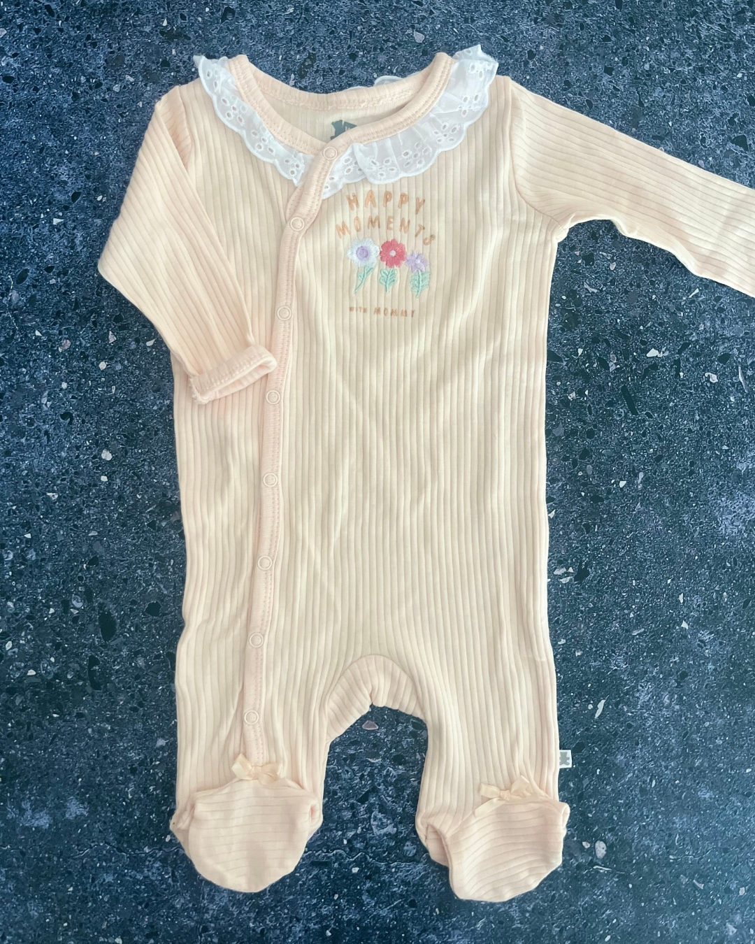 Woolworths pink ribbed Happy Moments onesie and beanie 1/3M