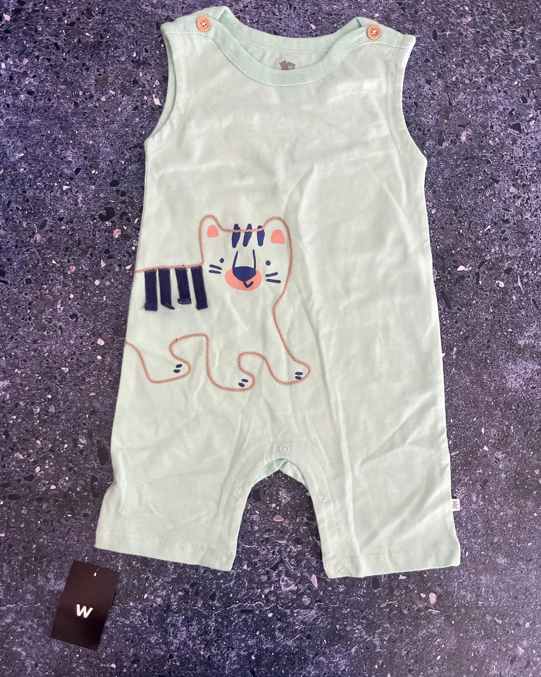 *NEW* Woolworths green cat romper 12/18M