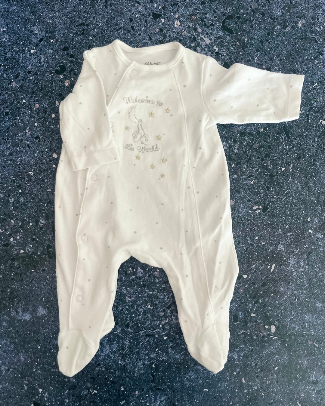 Little Me white Welcome to the World onesie Newborn