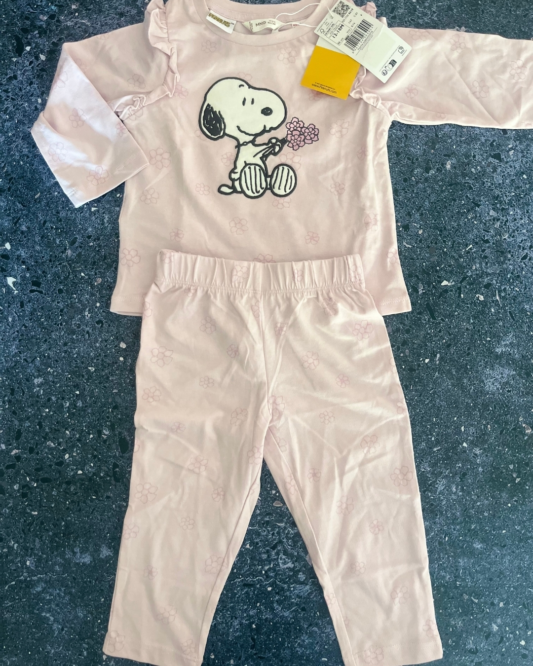 *NEW* Mango pink Peanuts long sleeve top and pants 12/18M