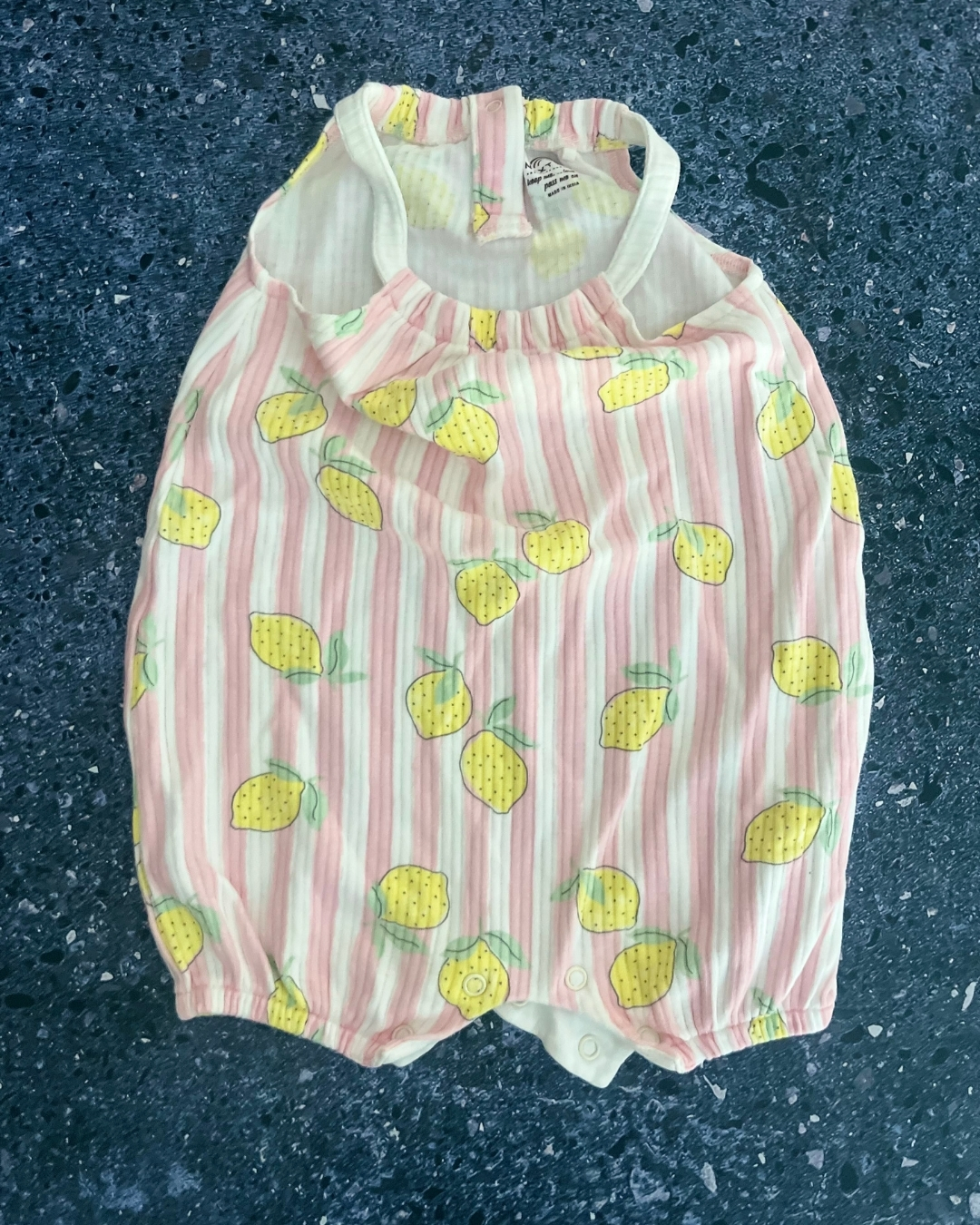 Next pink striped lemon baby grow 3/6M