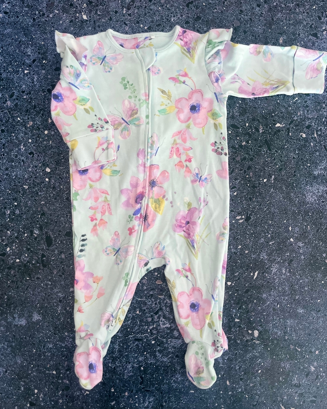 Next turquoise floral onesie 3/6M