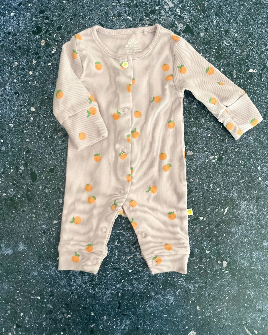 Next purple ribbed oranges romper 0/3M