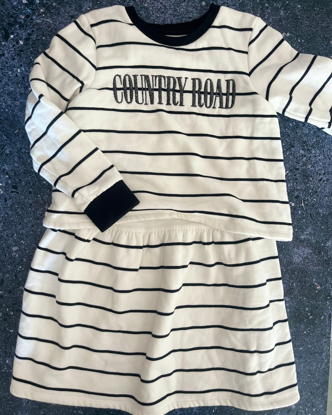 Country white and black striped dress 6Y