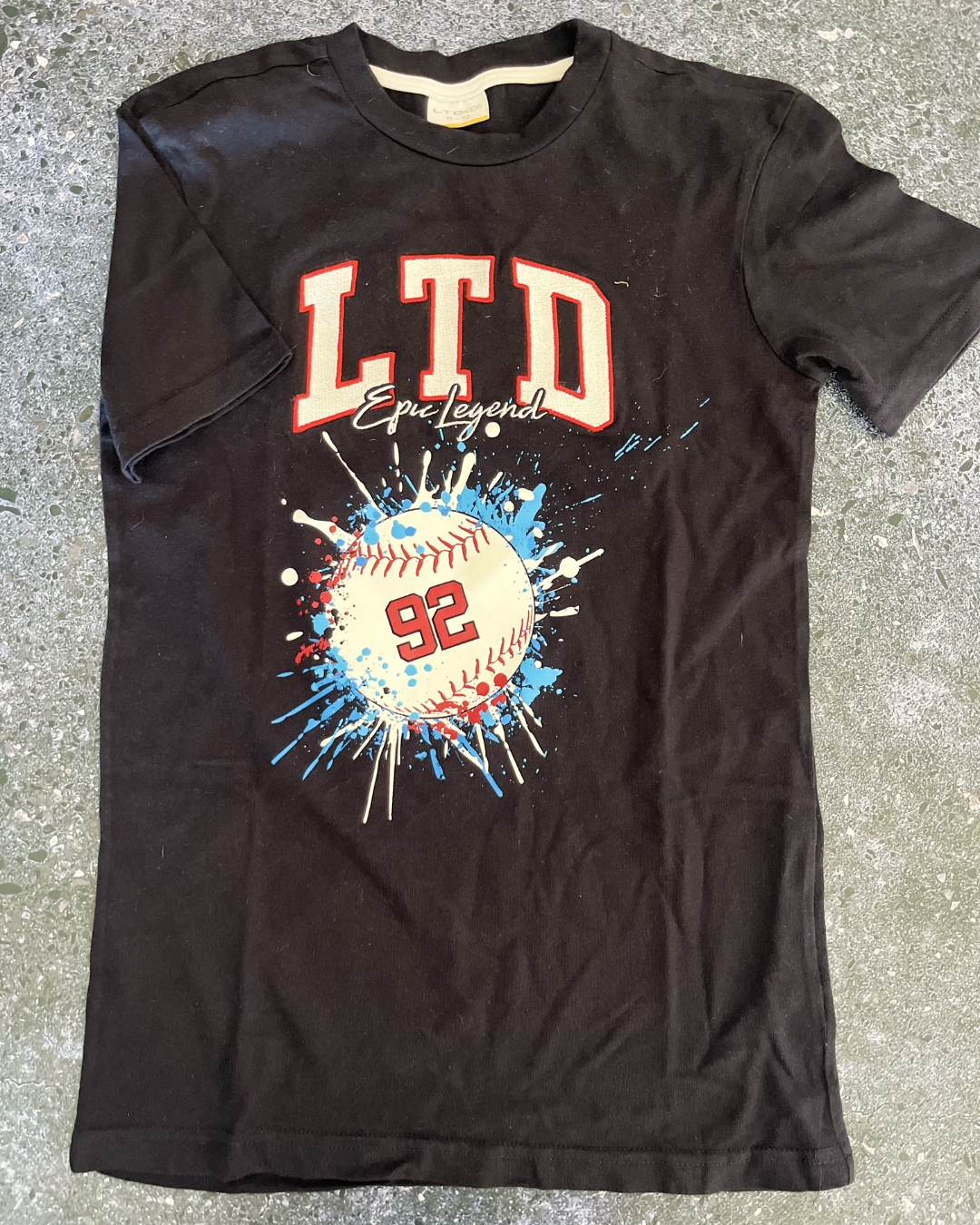 LTD black 92 baseball T-shirt 11/12Y