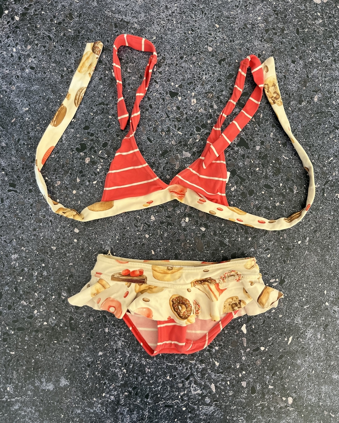 Love water Love red donuts bikini set 4/5Y