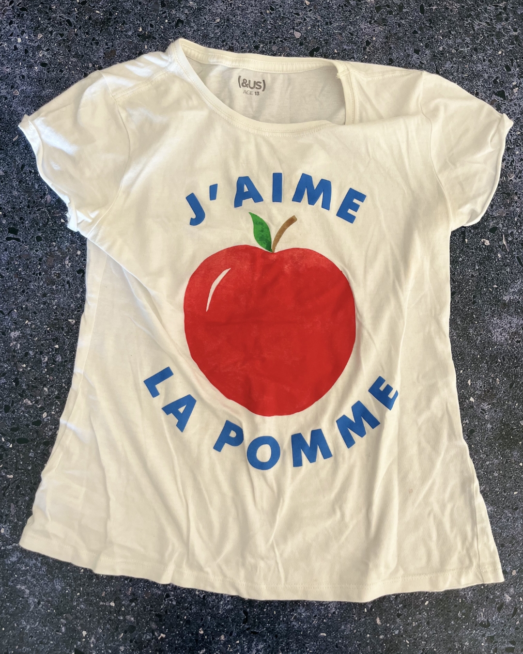 &US white J'Aime La Pomme top 13Y